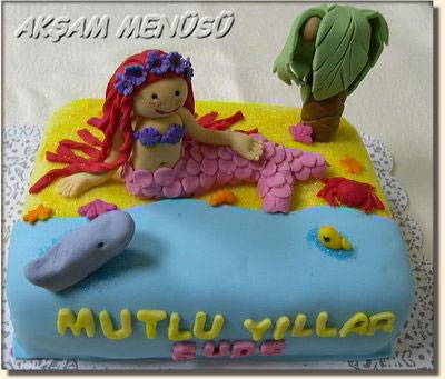 Mermaid and Palm Tree Cake