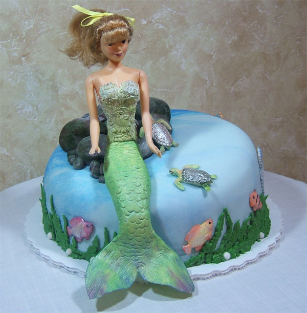 Mermaid with Turtle Cake - Mermaid Cake