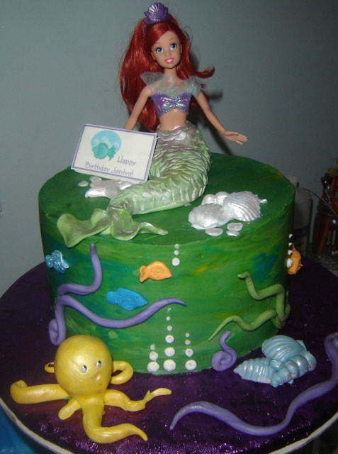 Round Green Mermaid Cake - Mermaid Cake