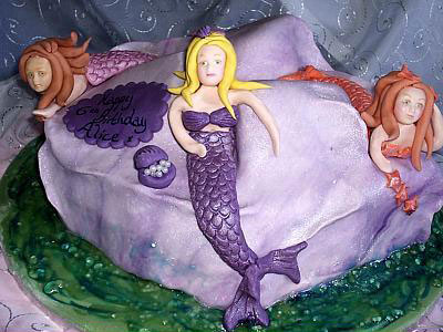 Three Purple Mermaids - Mermaid Cake