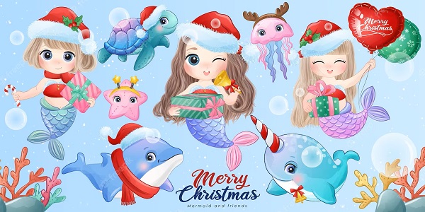 Merry Christmas Mermaids