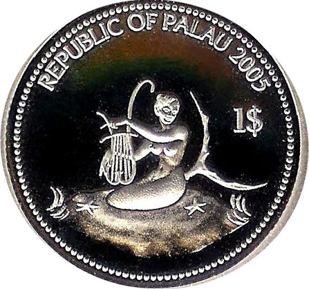 Palau Mermaid Playing Harp - Mermaid Coin