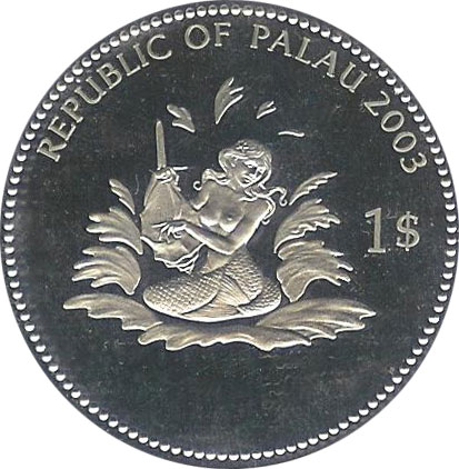 Palau Mermaid Splashing - Mermaid Coin