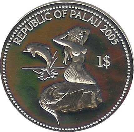 Palau Mermaid and Dolphin - Mermaid Coin