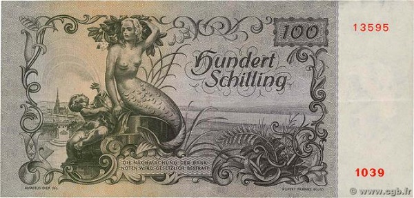 Mermaid Austria Banknote 1949 - Mermaid Dollar