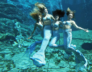 Four Mermaids Smiling - Mermaid Model Under Water
