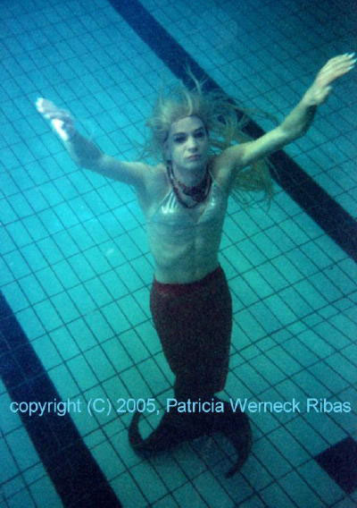 Male Mermaid in Pool - Mermaid Model Under Water