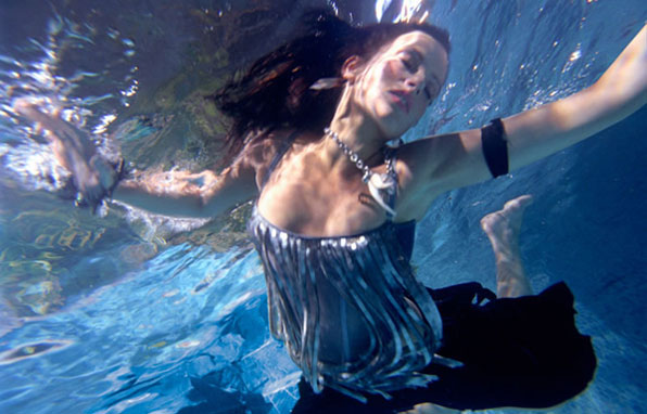 Mermaid Floating in Waves - Mermaid Model Under Water