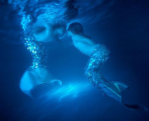 Mermaid Meets Twin - Mermaid Model Under Water
