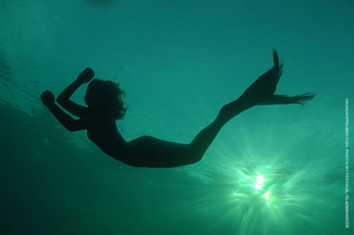 Under Water Sunset - Mermaid Model Under Water