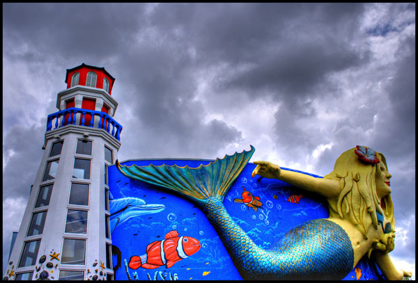 Giant Mermaid on Building - Mermaid Statue