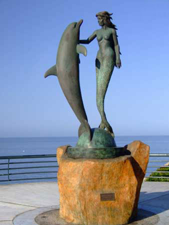 Mermaid Dolphin Standing - Mermaid Statue