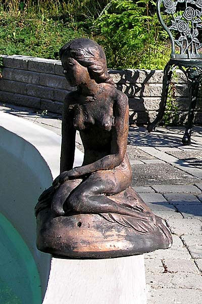 Mermaid Sitting by Pool - Mermaid Statue