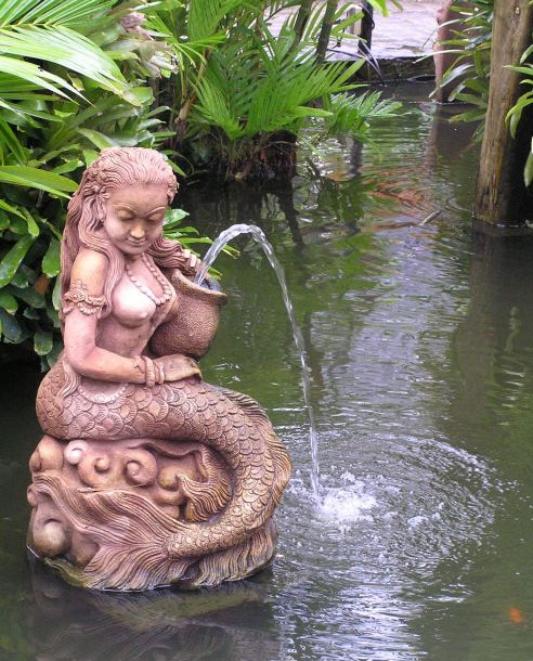 Mermaid in Goldfish Pond - Mermaid Statue