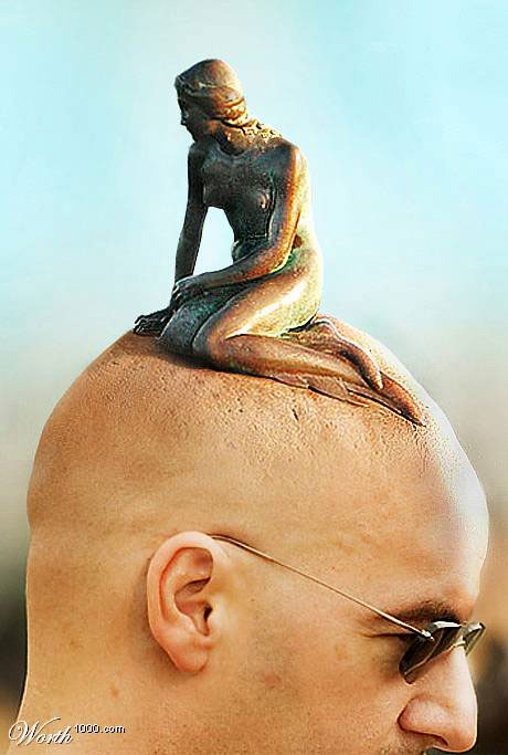 Mermaid on Bald Guy - Mermaid Cake