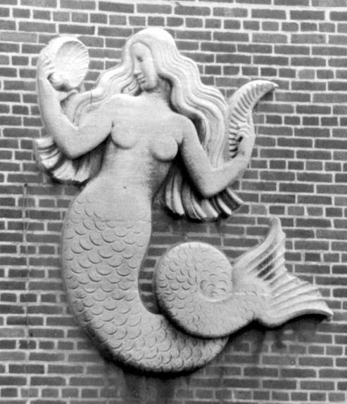 Mermaid on Brick Wall - Mermaid Statue