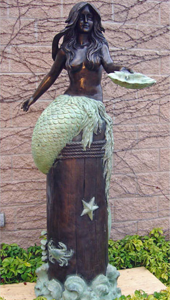 Mermaid on Dock Post - Mermaid Statue