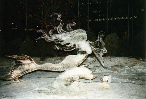 Mermaid on ice - Mermaid Statue