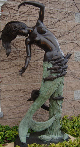 Mermaid with Fish - Mermaid Statue