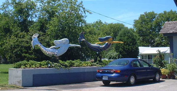 Two Mermaids and Car - Mermaid Statue