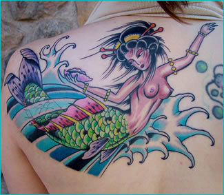 Asian Geisha Mermaid - Mermaid Tattoo