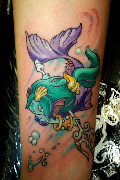 Little Green Mermaid - Mermaid Tatoo