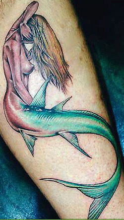 Long Blonde Mermaid Tattoo