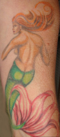 Mermaid Flower Tail Tattoo