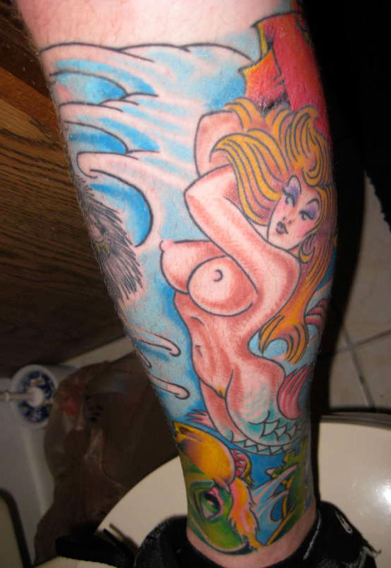 Mermaid Riding Wave Tattoo - Mermaid Tattoo