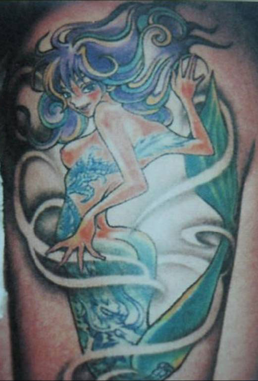 Mermaid Tattoo in Waves - Mermaid Tattoo