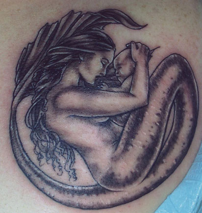 Mermaid and Baby Tattoo