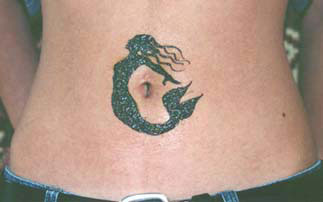 Mermaid around Belly Button - Mermaid Tattoo