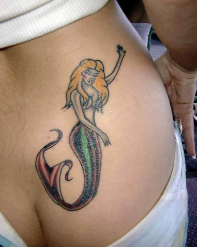 Mermaid on Butt Tattoo - Mermaid Tattoo