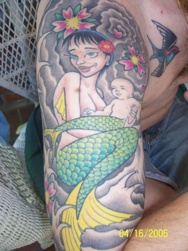 Mermaid with Baby Tattoo - Mermaid Tattoo