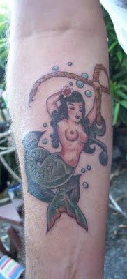 Mermaid with Bubbles Tattoo - Mermaid Tatoo