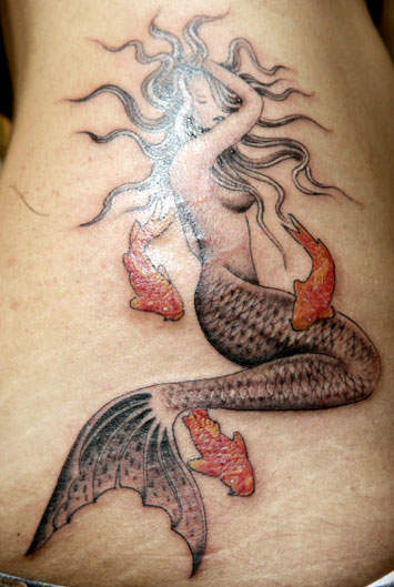 Mermaid with Koi Fish - Mermaid Tattoo