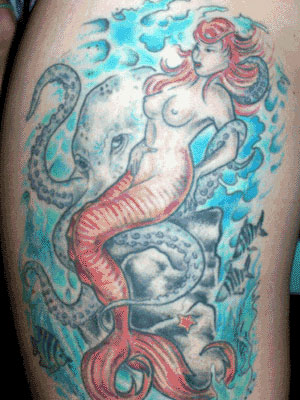 Mermaid with Octopus - Mermaid Tatoo