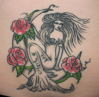 Mermaid with Roses - Mermaid Tattoo