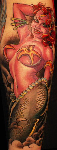 Mermaid with Starfish - Mermaid Tattoo