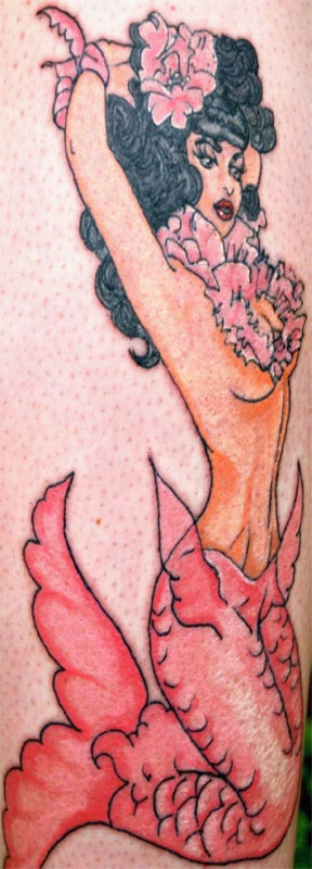 Pink Glamour Mermaid - Mermaid Tattoo