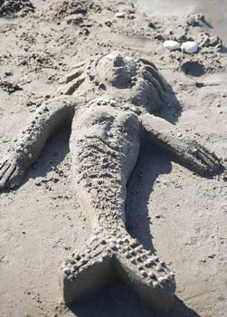 Baby Sand Mermaid - Sand Mermaid Sculpture