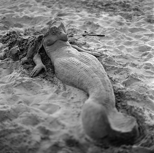 Leaning Sand Mermaid - Sand Mermaid Sculpture