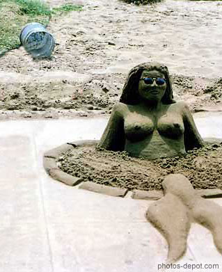 Mermaid on Boardwalk - Sand Mermaid Sculpture