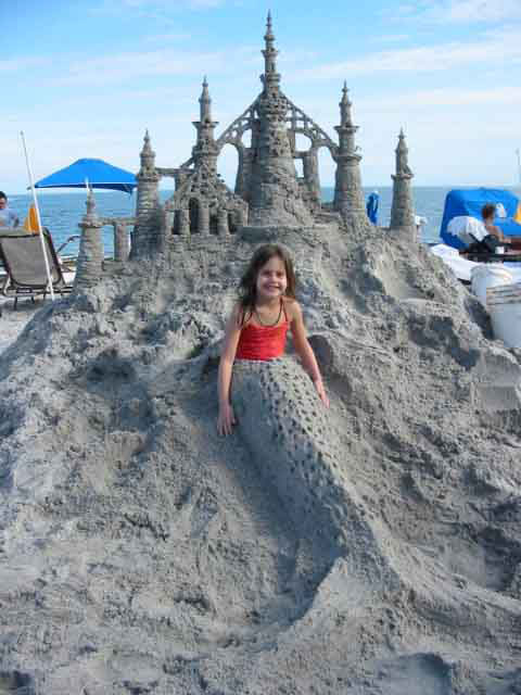 Sand Mermaid on Castle - Sand Mermaid Sculpture